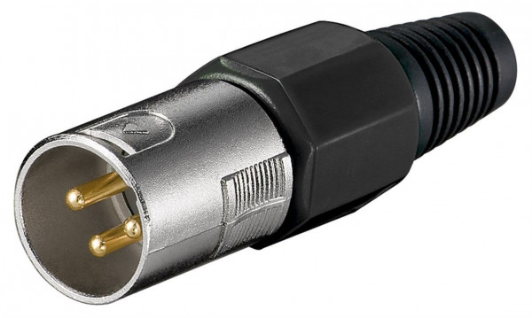 XLR Mikrofonstecker 3 Pol. vergoldet, mit geschraubter Zugentlastung