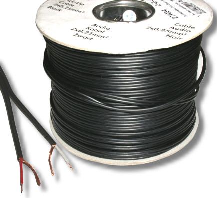 Diodenleitung Kabel flach 2x0,25mm² einzeln abgeschirmt für Cinchstecker Audio Meterware
